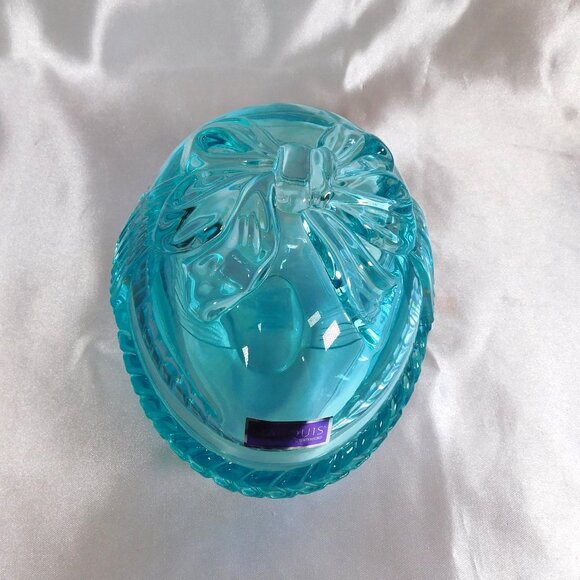 New Waterford Marquis Crystal Heritage Turquoise Egg Box # 24488 - Picture 1 of 8